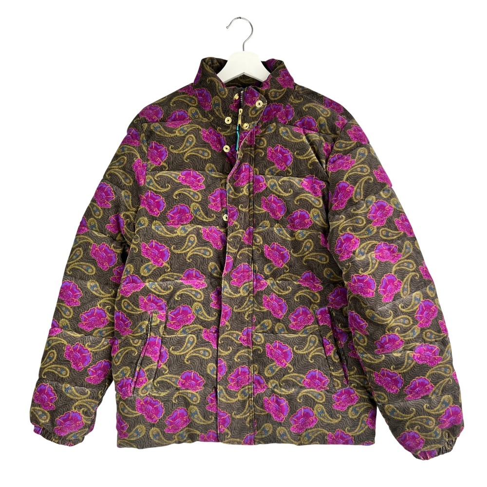 Houston White Target Corduroy Puffer Jacket Purple Floral Paisley Brown Mens S